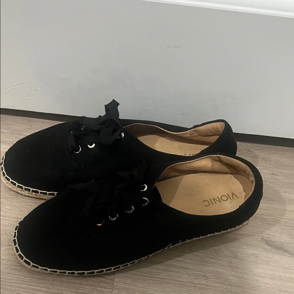 Vionic Black Casual Lace-Up Espadrilles, Women's Size 11